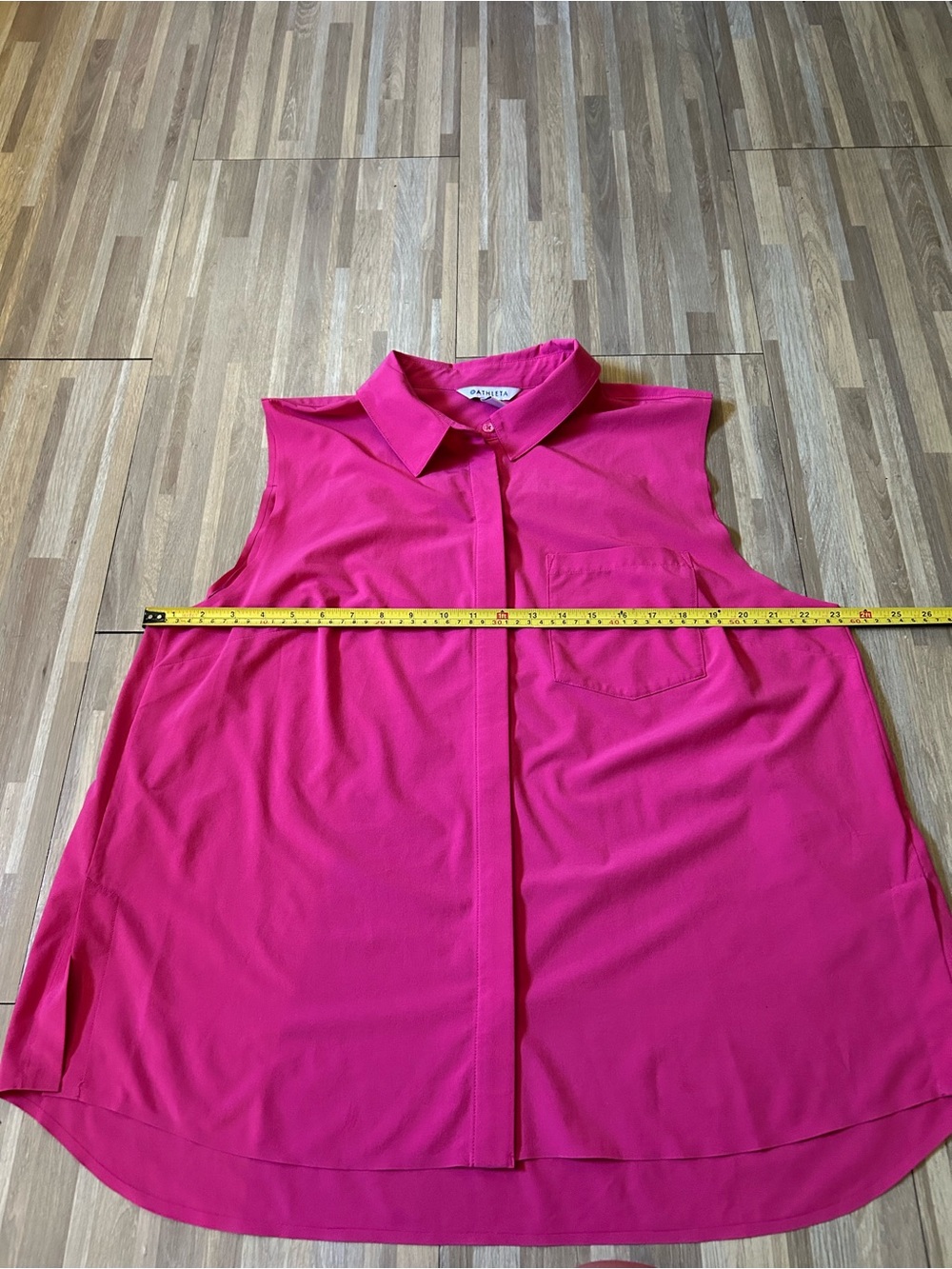 Athleta Everlast Tank Sleeveless Button-Front Blouse in Hot Pink Size XL - Picture 3 of 9